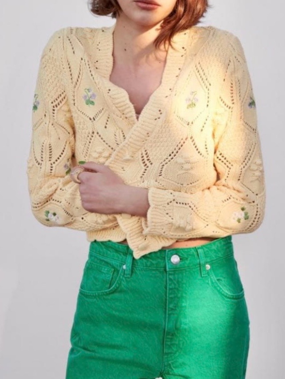 Zara Floral Embroidered Cardigan Size S - Picture 2 of 5